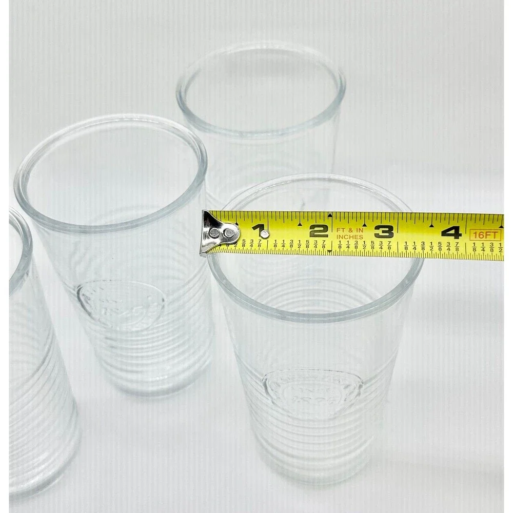 Set of 4  Bormioli Rocco Officina 1825 Glasses horizontal ridges embossed seal